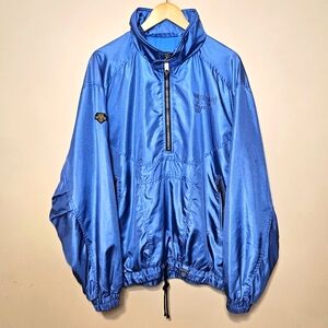 Vintage Descente Men's Blue Hooded Jacket Drawstring Elastic Bottom Size Medium